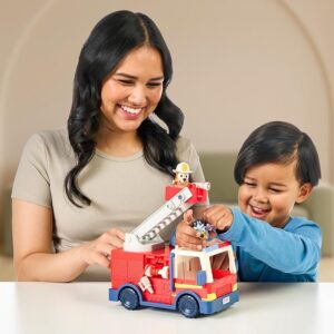 Bluey Firetruck | Firetruck, Exclusive Firefighter Bingo and Bob Bilby Figures | Raise The Ladder, Spin It Around and Roll Out The Hose | Includes Sticker Sheet