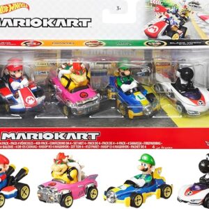 Hot Wheels Mario Kart Characters & Karts as Die-Cast Toy Cars 4-Pack (Amazon Exclusive)